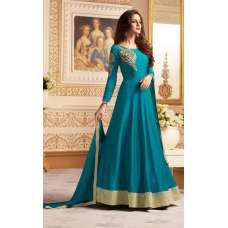 SKY BLUE FLOOR LENGTH READY MADE WEDDING WEAR ANARKALI DRESS
