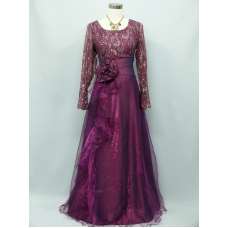 Cherlone Purple Long Sleeve Wedding/Evening Ballgown Formal Bridesmaid Dress