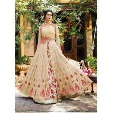 Floral Indian Gown Front Slit Party Dress 