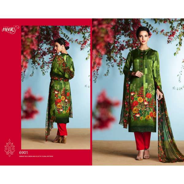 6901 GREEN KIMORA HEER DIGITAL PRINTED PARTY WEAR SALWAR SUIT