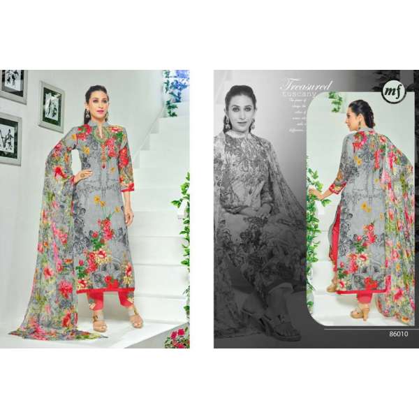 Grey Printed Lawn Salwar Suit 