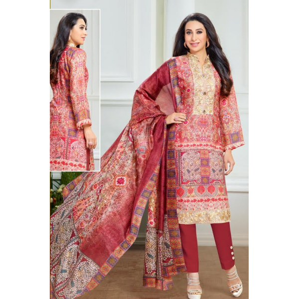 P70013 SAMBA RED KARISHMA KAPOOR PASHMINA DESIGNER SUIT