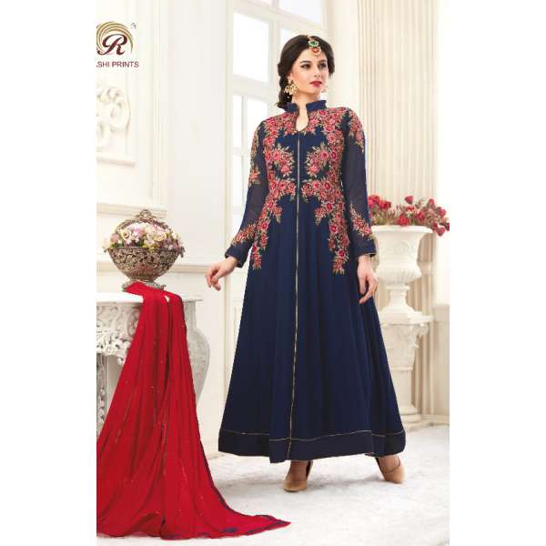 Blue Long Dress Anarkali Party Gown 