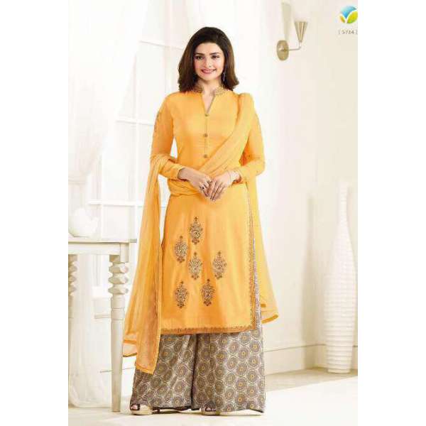 Yellow Indian Palazzo Suit Designer Party Dress