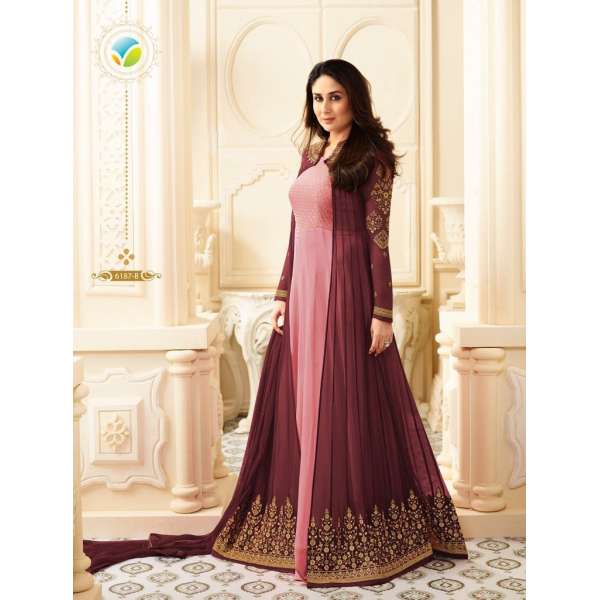 Maroon Jacket Style Anarkali Suit Indian Wedding Dress