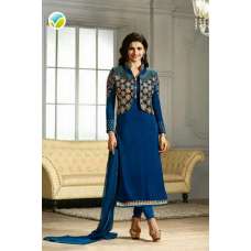 K4115 BLUE KASEESH PRACHI-21 JACKET STYLE SALWAR KAMEEZ SUIT 