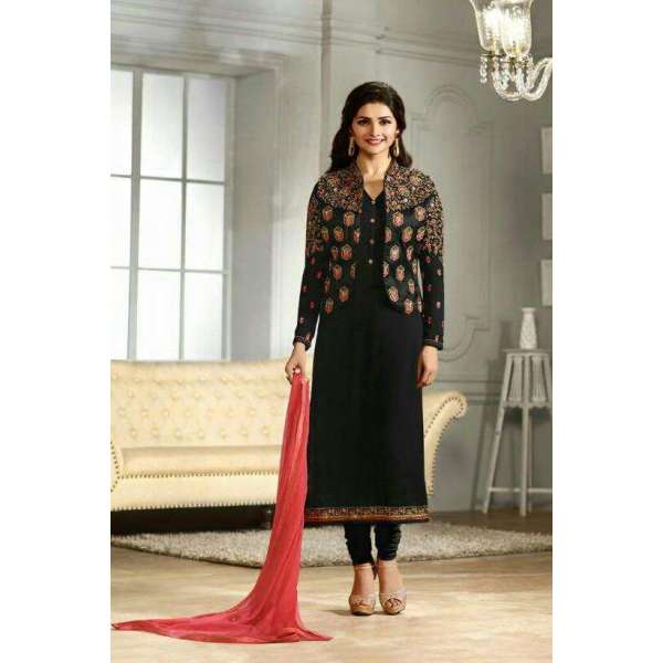 K4113 BLACK KASEESH PRACHI-21 JACKET STYLE SALWAR KAMEEZ SUIT 