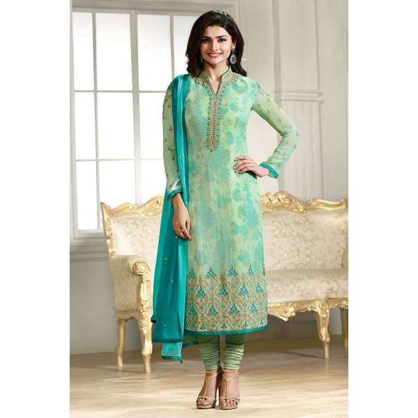 K4292 LIGHT GREEN KASEESH PRACHI-22 STRAIGHT SALWAR KAMEEZ SUIT 