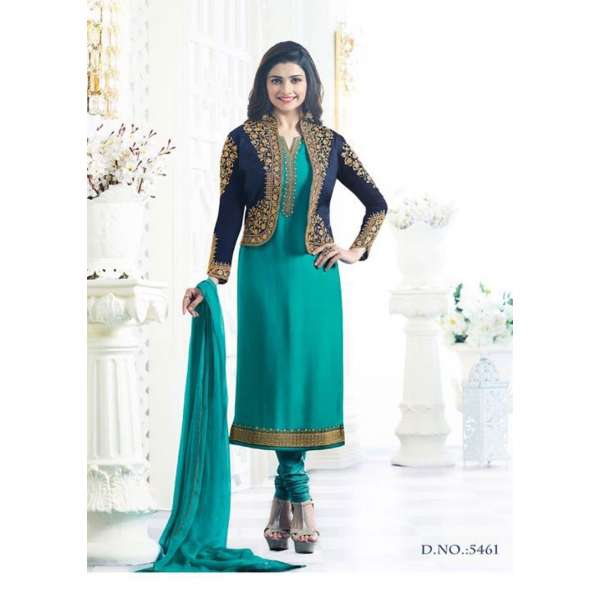 TURQUOISE KASEESH MAHARANI JACKET STYLE PARTY WEAR SUIT