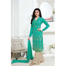 Turquoise Indian Palazzo Suit Designer Party Dress