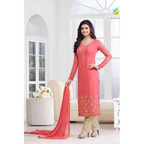 Peachy Pink Designer Dress Pakistani Embroidered Salwar Suit