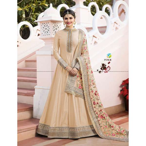 PEACH INDIAN WEDDING WEAR ANARKALI DRESS 