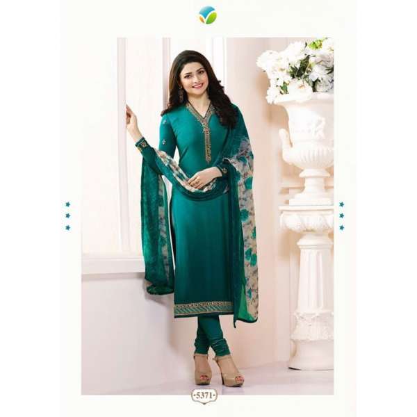 TEAL KASEESH SILKINA ROYAL CREPE 9 PARTY WEAR SUIT