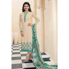 Cream Crepe Salwar Suit Designer Party Wear Dress