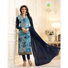Blue Printed Salwar Kameez Summer Pakistani Suit