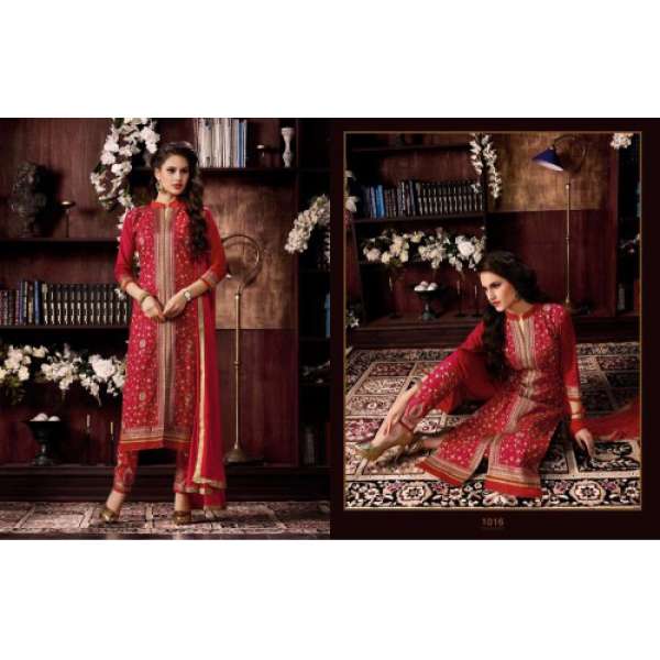 KIYAZA PENTAHOUSE RED PURE COTTON SALWAR KAMEEZ SUIT