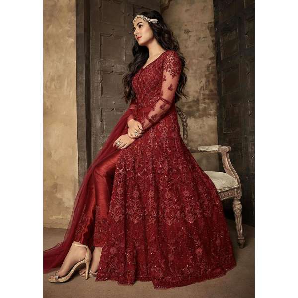 RED DESIGNER HEAVY EMBROIDERED EID DRESS