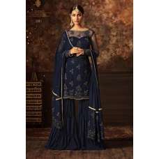 NAVY BLUE INDIAN WEDDING GHARARA SEMI STITCHED SUIT ( DELIVERY IN 2 WEEKS )