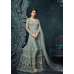 TURQUOISE HEAVY EMBROIDERED INDIAN WEDDING SLIT GOWN