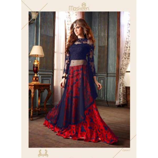 ZMA19003 NAVY BLUE AND RED MAISHA ADDICTION 5 PARTY WEAR SUIT 