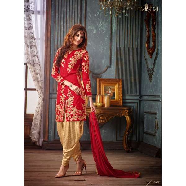 Red & Gold Patiala Suit Indian Punjabi Wedding Dress
