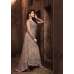 GREY BRONZE EMBELLISHED TAIL DESIGNER EVENING GOWN 