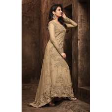 Beige Embellished Trail Dress Indian Party Wear Suit