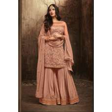 SALMON COLOUR BEST SELLING INDIAN GHARARA SEMI STITCHED SUIT ( DELIVERY IN 2 WEEKS )