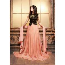 ZMS-3602 PEACH AND DARK GREEN MAISHA MASKEEN SEEP WEDDING WEAR ANARKALI SUIT