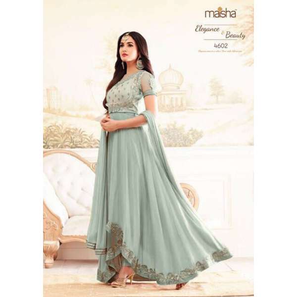 Sky Blue High Low Dress Indian Designer Anarkali Suit