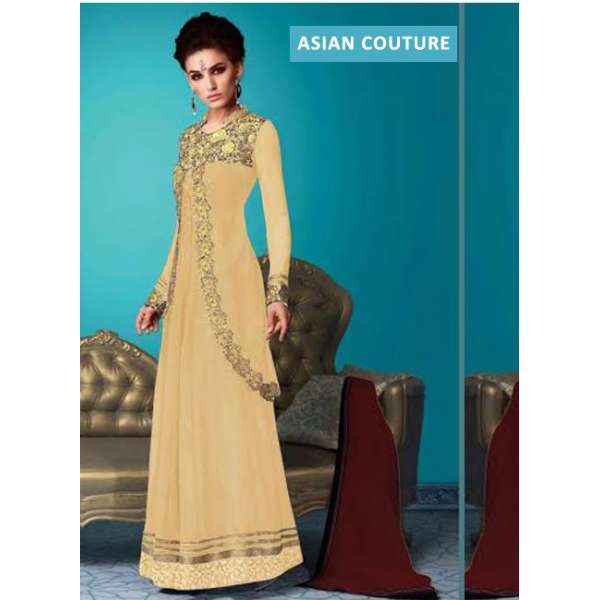 Yellow Indian Wedding Gown Embroidered Jacket Suit