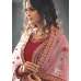 CINNAMON STICK RED GEORGETTE INDIAN SEMI STITCHED ANARKALI GOWN AND HEAVY EMBROIDERED DUPATTA