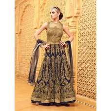 27002 GOLDEN AND NAVY BLUE MOHINI GLAMOUR LEHENGA SUIT