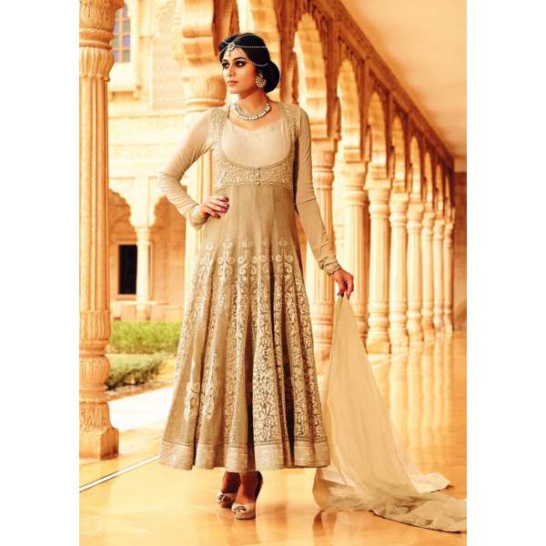 35005 SUNLIGHT BEIGE MOHINI GLAMOUR PARTY WEAR SEMI STITCHED ANARKALI SUIT 