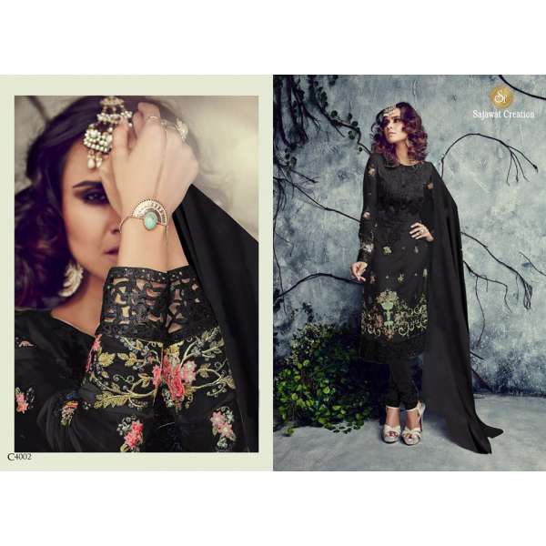 Black Maria B Style Embroidered Salwar Kameez 