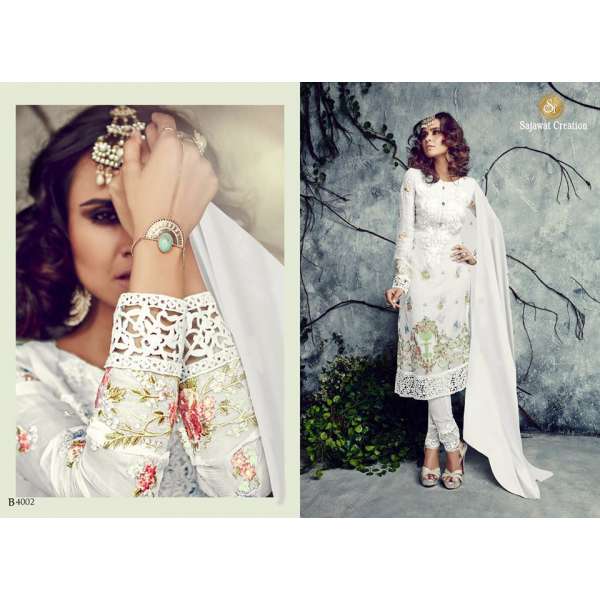 White Designer Maria B Style Pakistani Suit