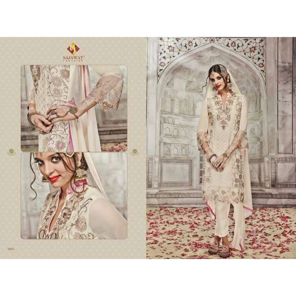 SJ5004 CREAM SAJAWAT MUMTAZ-2 EMBROIDERED SALWAR KAMEEZ