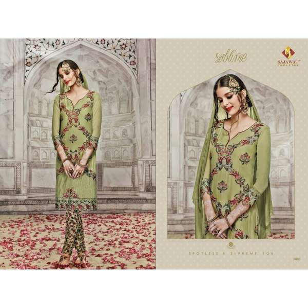 SJ5005 GREEN SAJAWAT MUMTAZ-2 EMBROIDERED SALWAR KAMEEZ