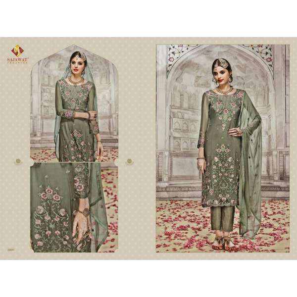 SJ5008 GREEN SAJAWAT MUMTAZ-2 EMBROIDERED SALWAR KAMEEZ
