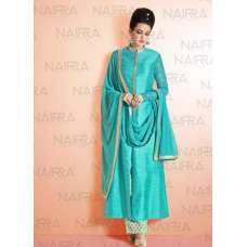 LIMPET SHELL BLUE ELEGANT NAIRRA NAKKASHI STRAIGHT CUT SUIT 