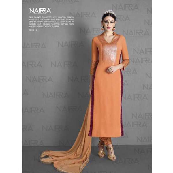 Orange Pakistani Designer Formal Straight Curt Suit