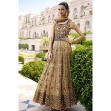 Beige Indian Designer Wedding Wear Anarkali Lehenga