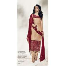 BEIGE AND BURNT HENNA RED INDIAN PUNJABI SALWAR SUIT