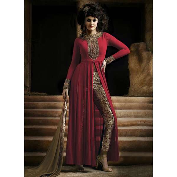 Red Authentic Indian Designer Party Wear Suit