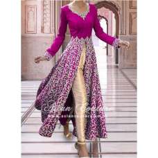 Purple Front Slit Indian Anarkali Suit