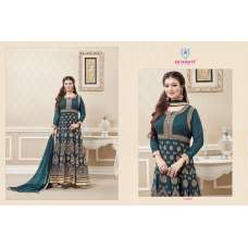 12006 TEAL BLUE AYESHA TAKIA ARIHANT DESIGNER SEMI STITCHED ANARKALI DRESS