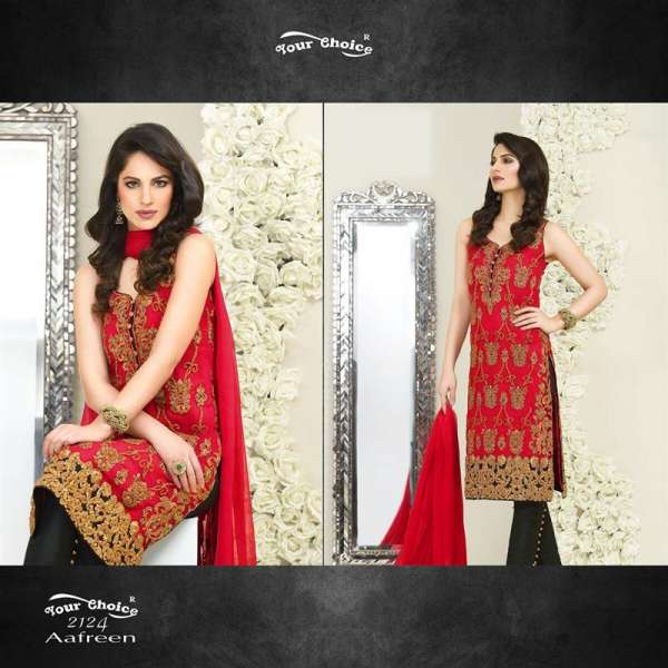 Red Black Pakistani Designer Salwar Suit