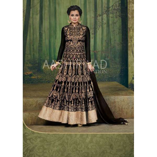 BLACK INDIAN DESIGNER PARTY WEAR ANARKALI SUIT