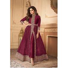 Maroon Indian Designer Party Wear Front Slit Anarkali Dress