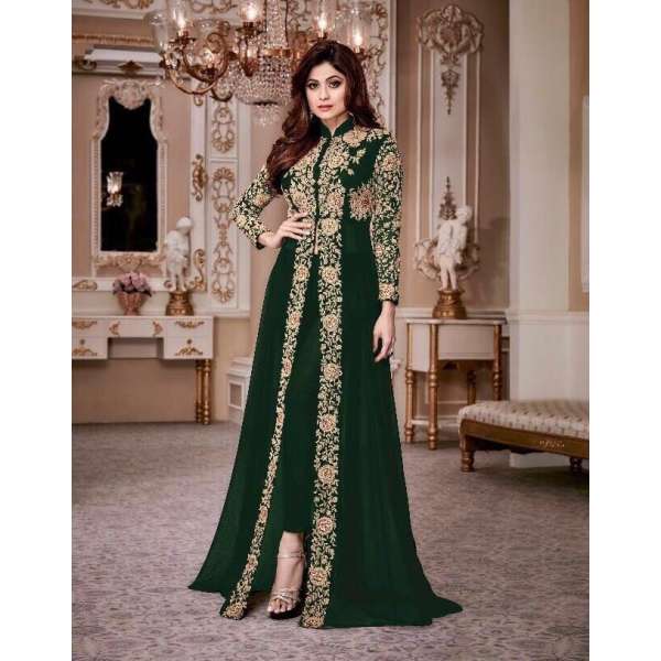 GREEN INDIAN DESIGNER SLIT STYLE ANARKALI SUIT 